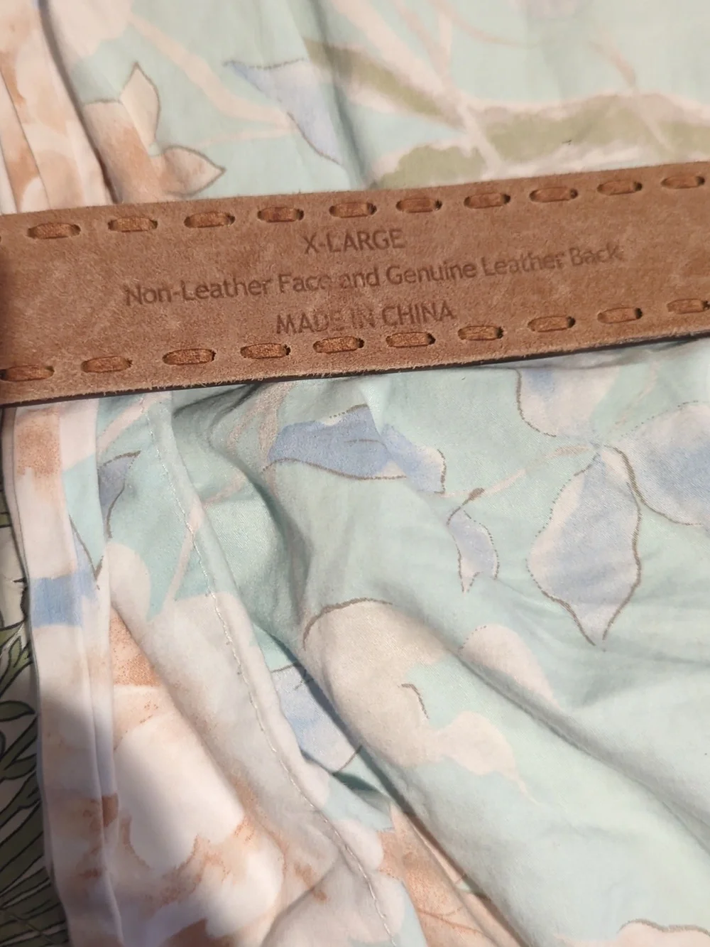 2 Brown Leather/Faux Leather Cutout Embroidered Belt with Decorative Buckle